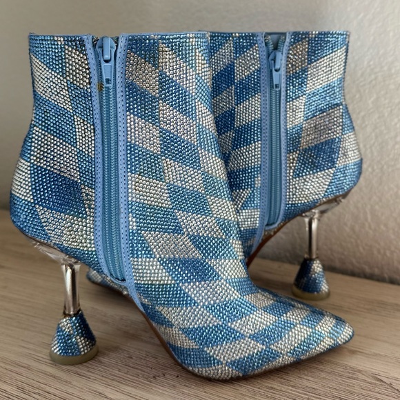 Giani Bini Elegant Blue and White Heeled Boots. Size 7 - Picture 7 of 11